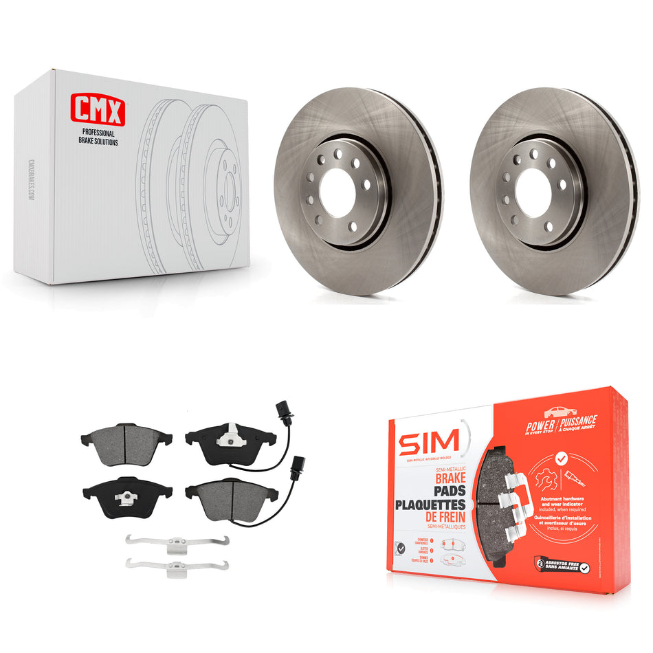 Front Disc Brake Rotors And Semi-Metallic Pads Kit For 2010 Saab 9-3X With 302mm Diameter Rotor K8S-102862