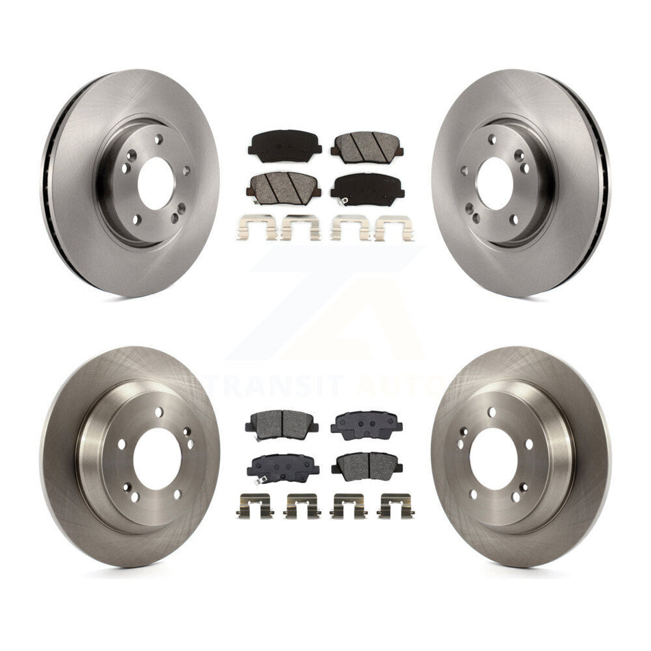Front Rear Brake Rotors & Semi-Metallic Pad Kit For Kia Rondo With Electric Parking K8S-102909