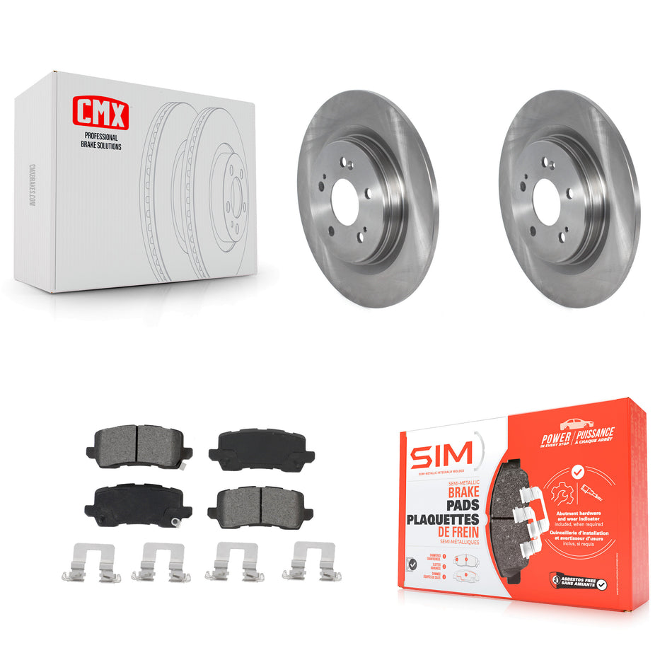 Rear Disc Brake Rotors And Semi-Metallic Pads Kit For 2018-2023 Honda Odyssey K8S-102988