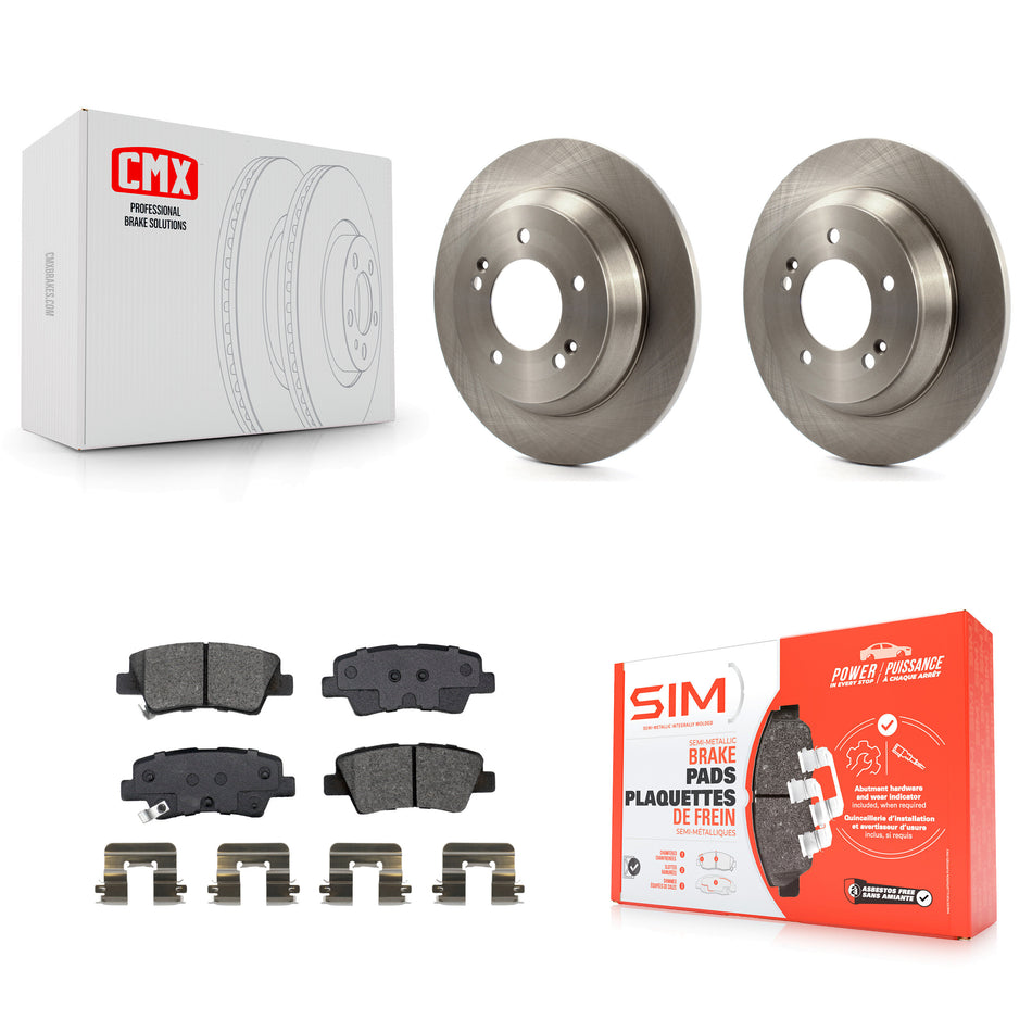 Rear Brake Rotors & Semi-Metallic Pad Kit For 14-17 Kia Rondo With Electric Parking K8S-102992