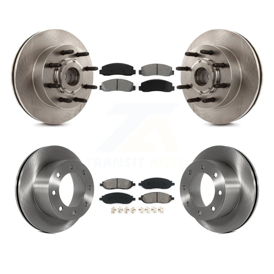 Front Rear Disc Brake Rotors And Semi-Metallic Pads Kit For 2005-2007 Ford F-250 Super Duty F-350 RWD K8S-103090