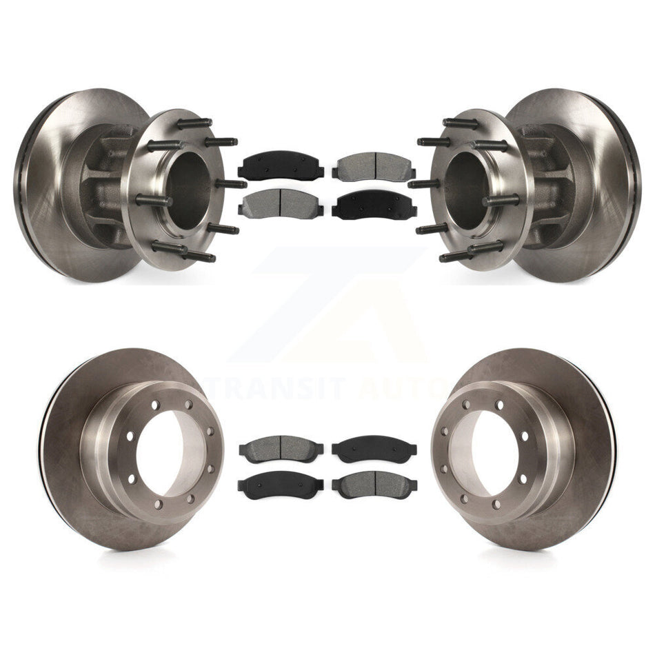 Front Rear Disc Brake Rotors And Semi-Metallic Pads Kit For 2009-2010 Ford F-350 Super Duty RWD With Dual Wheels K8S-103095