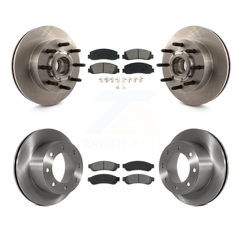 Front Rear Disc Brake Rotors And Semi-Metallic Pads Kit For Ford F-250 Super Duty F-350 With Single Wheels RWD K8S-103100