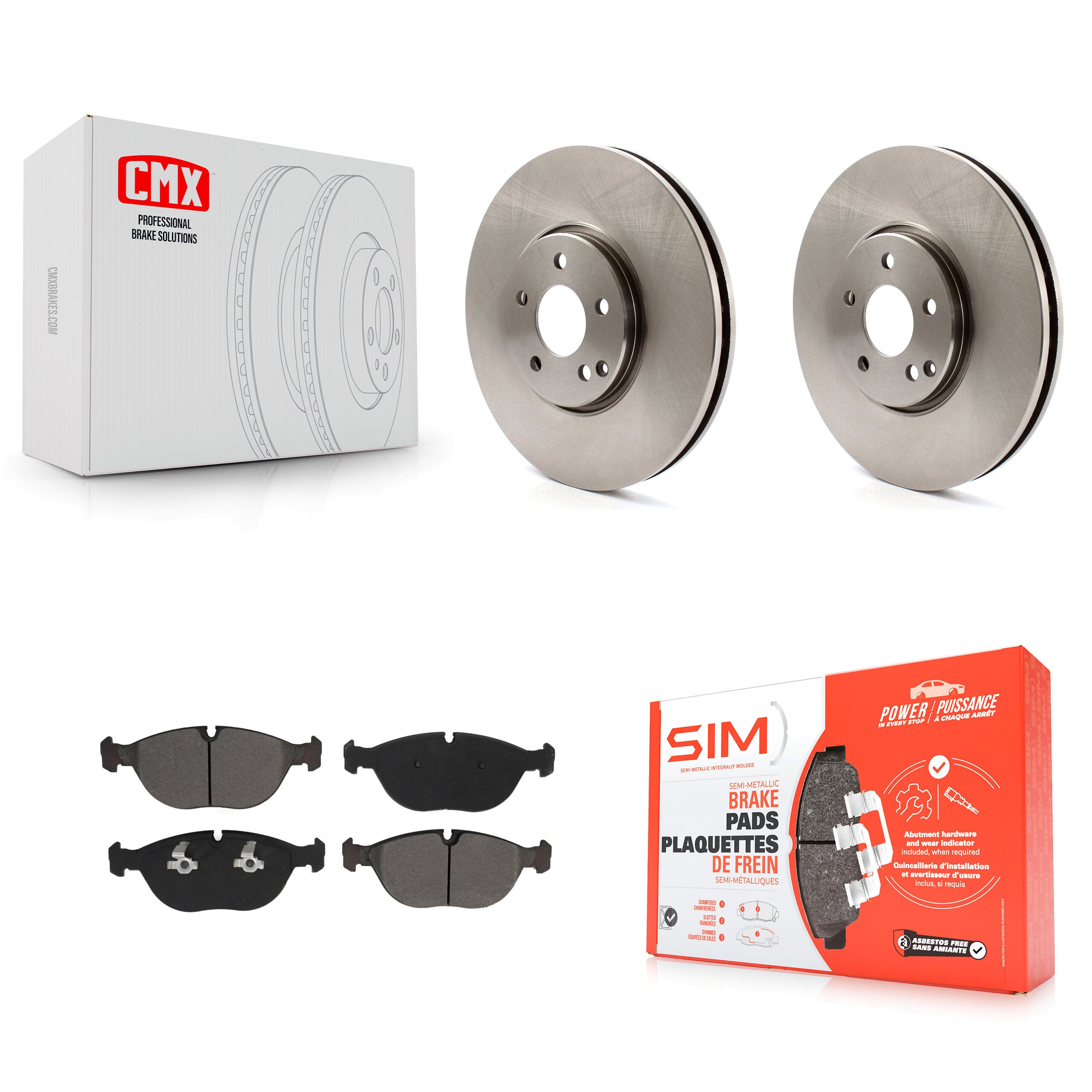 Front Disc Brake Rotors And Semi-Metallic Pads Kit For Mercedes-Benz E500 AWD K8S-103113