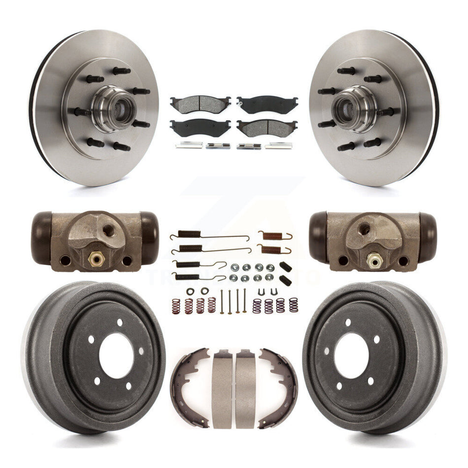 Front Rear Disc Brake Rotors Semi-Metallic Pads And Drum Kit (9Pc) For 1999 Ford F-150 RWD With 7 Lug Wheels 12mm Wheel Lugs 4 ABS K8S-103162