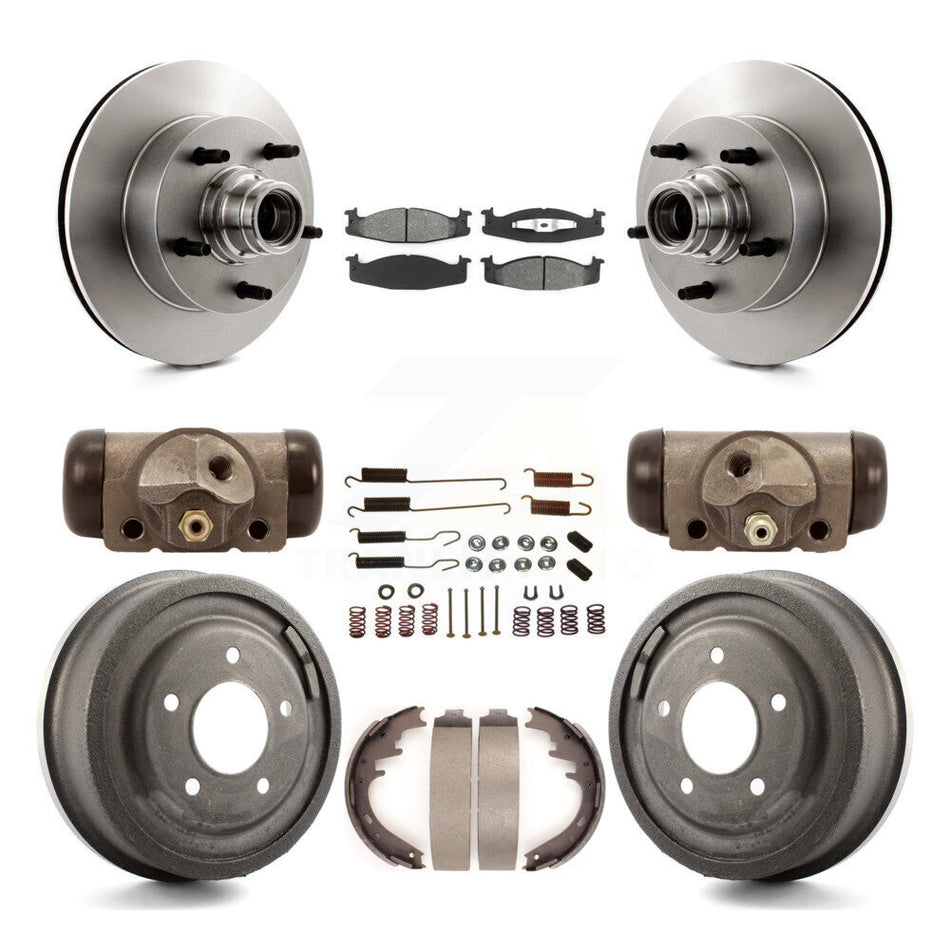 Front Rear Disc Brake Rotors Semi-Metallic Pads And Drum Kit (9Pc) For Ford E-150 Econoline Club Wagon K8S-103163