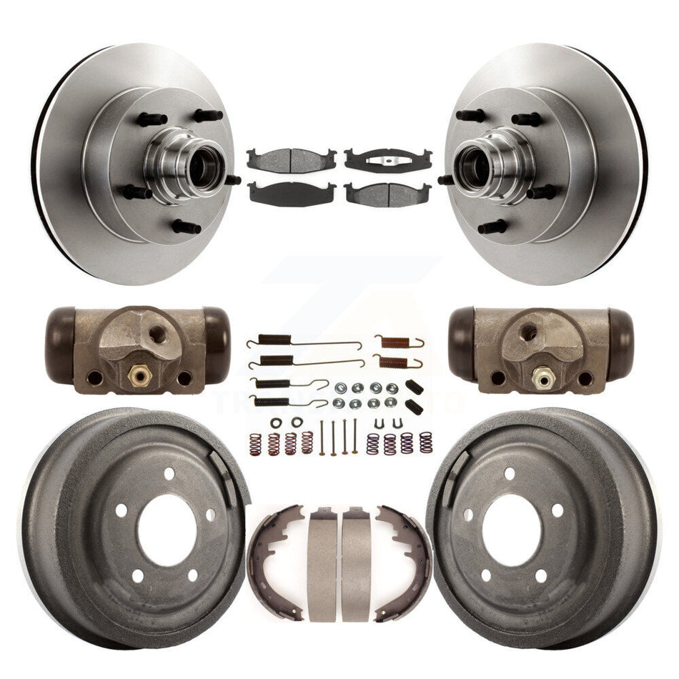 Front Rear Disc Brake Rotors Semi-Metallic Pads And Drum Kit (9Pc) For Ford E-150 Econoline Club Wagon K8S-103163