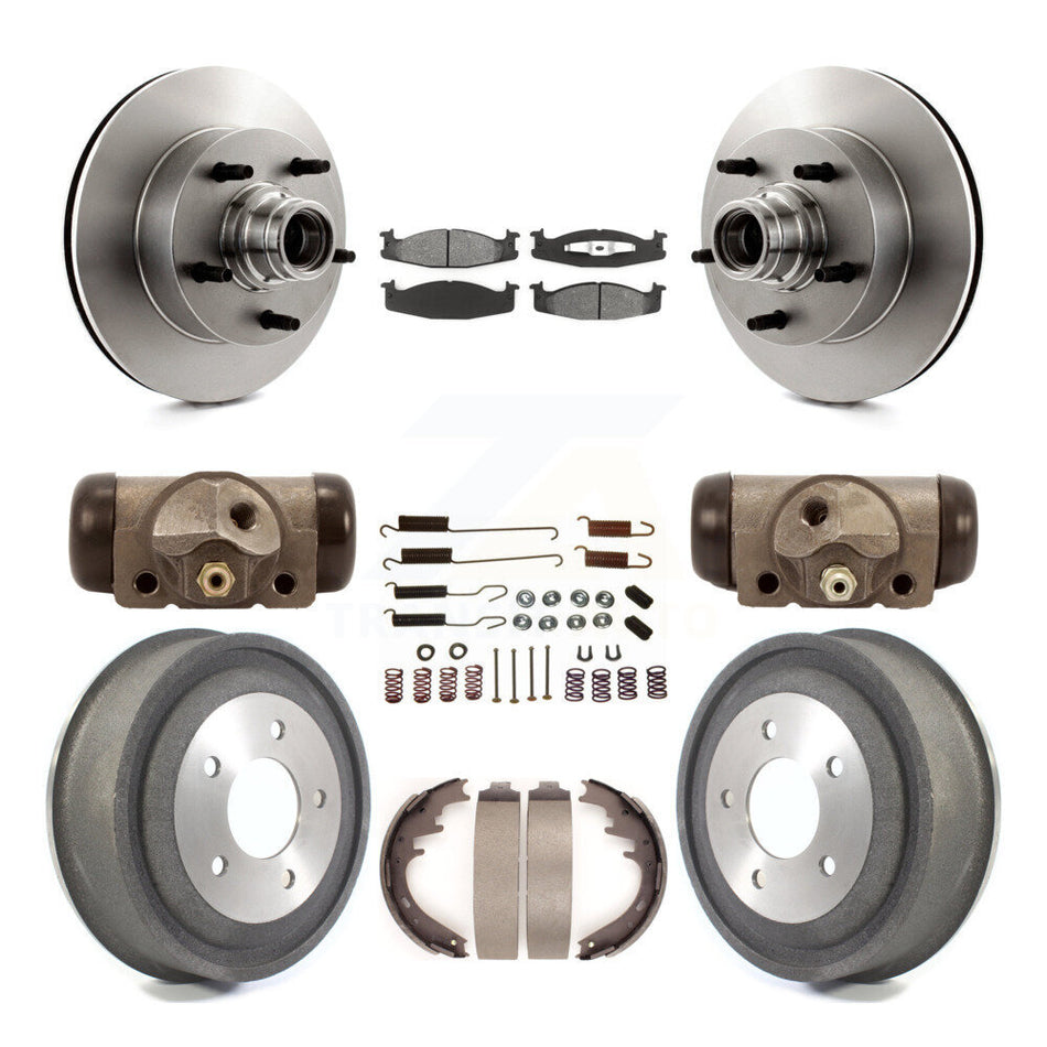 Front Rear Disc Brake Rotors Semi-Metallic Pads And Drum Kit (9Pc) For Ford E-150 Econoline Club Wagon K8S-103164
