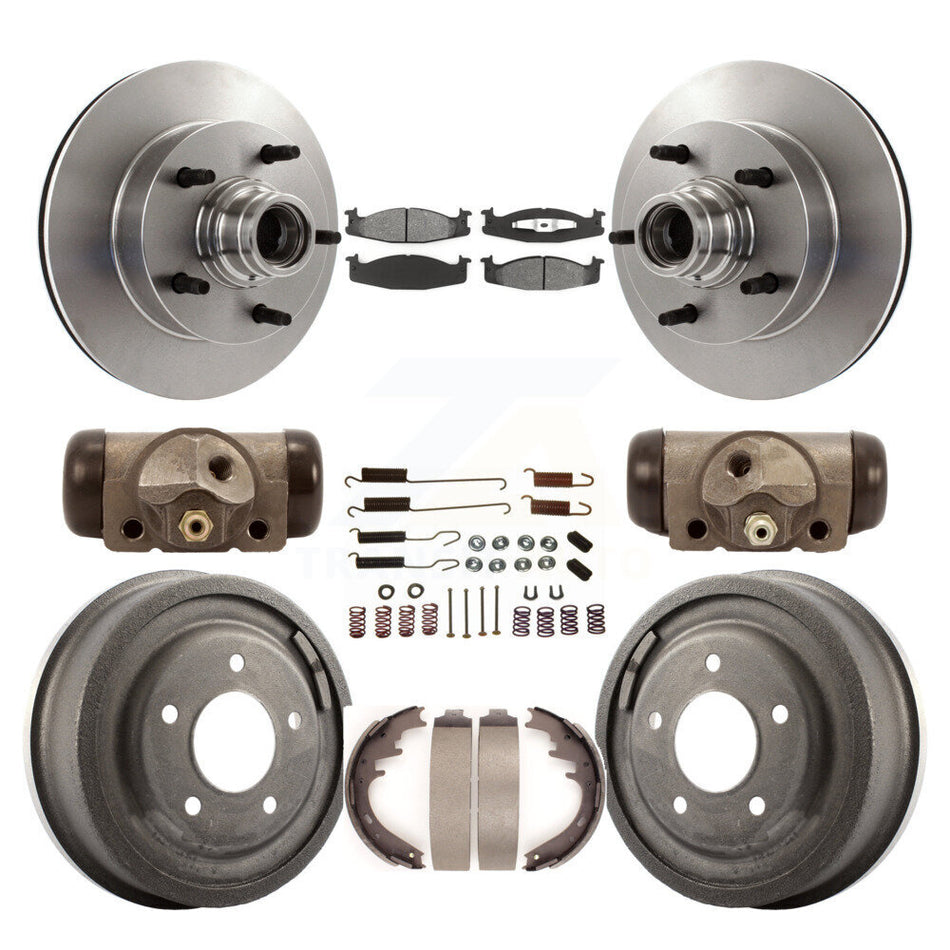 Front Rear Disc Brake Rotors Semi-Metallic Pads And Drum Kit (9Pc) For Ford E-150 Econoline 2-Wheel ABS K8S-103165