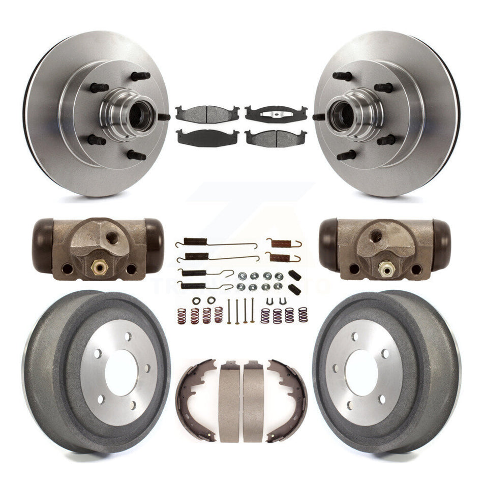 Front Rear Disc Brake Rotors Semi-Metallic Pads And Drum Kit (9Pc) For 2000-2001 Ford E-150 Econoline 2-Wheel ABS K8S-103166