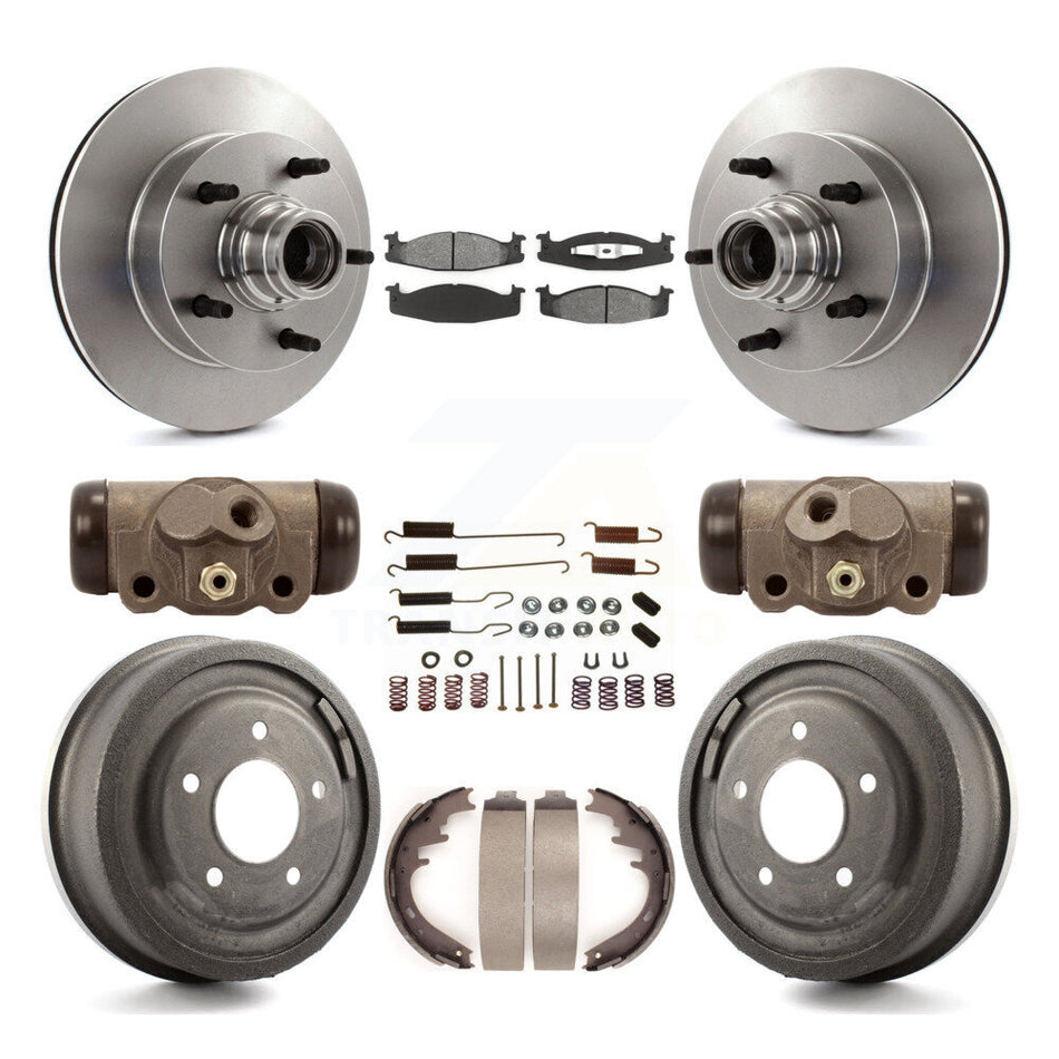 Front Rear Disc Brake Rotors Semi-Metallic Pads And Drum Kit (9Pc) For 1997 Ford E-150 Econoline 2-Wheel ABS 15 16" Bore K8S-103168
