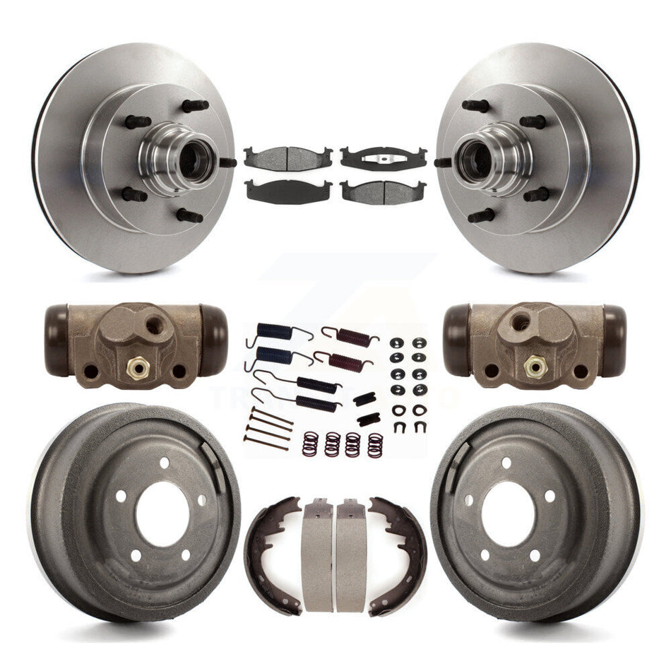 Front Rear Disc Brake Rotors Semi-Metallic Pads And Drum Kit (9Pc) For Ford F-150 E-150 Econoline 15/16" Bore K8S-103169