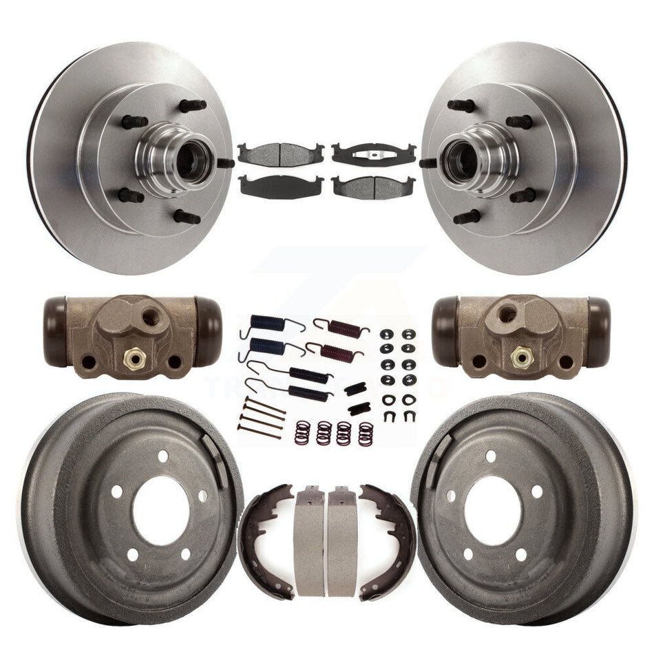 Front Rear Disc Brake Rotors Semi-Metallic Pads And Drum Kit (9Pc) For Ford F-150 E-150 Econoline 15/16" Bore K8S-103169