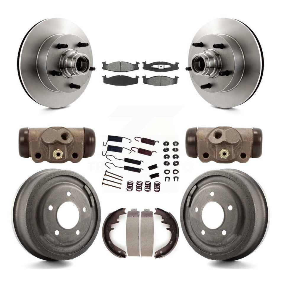 Front Rear Disc Brake Rotors Semi-Metallic Pads And Drum Kit (9Pc) For Ford E-150 Econoline Club Wagon 15/16" Bore K8S-103170