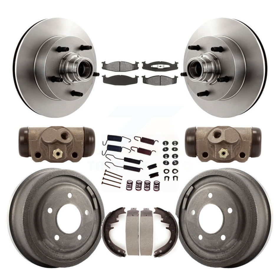 Front Rear Disc Brake Rotors Semi-Metallic Pads And Drum Kit (9Pc) For Ford E-150 Econoline Club Wagon 15/16" Bore K8S-103170