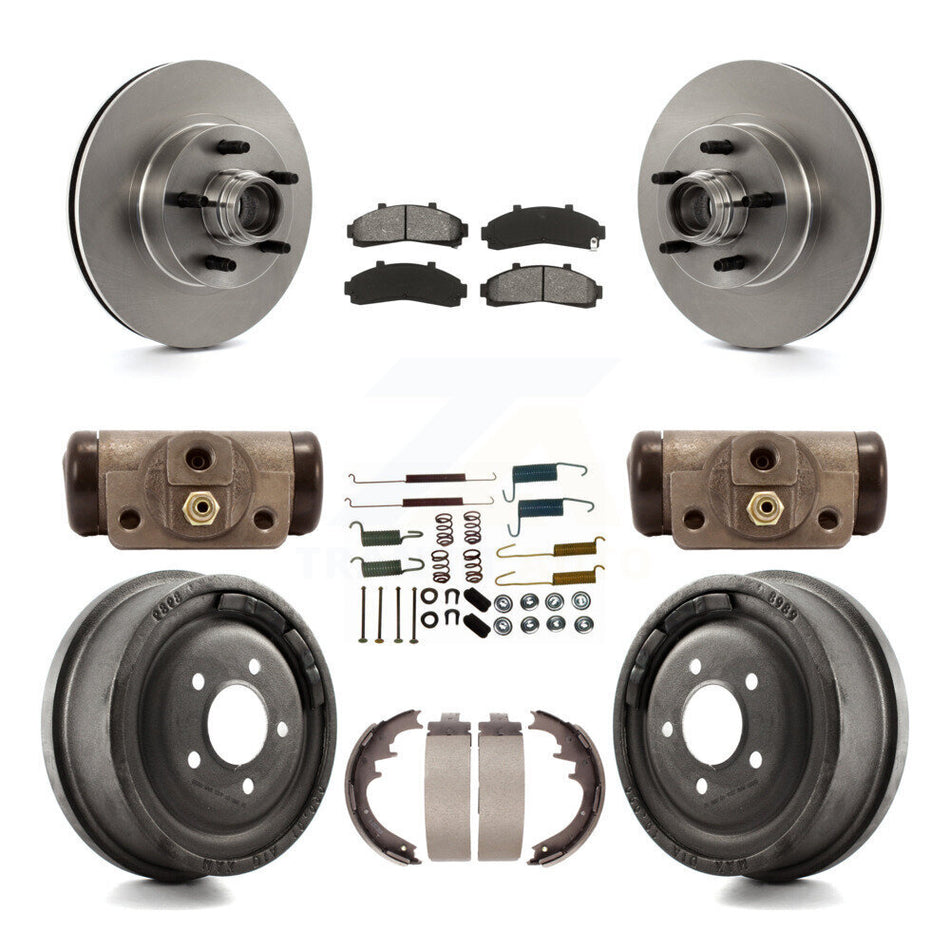 Front Rear Disc Brake Rotors Semi-Metallic Pads And Drum Kit (9Pc) For Ford Ranger With 10" Diameter K8S-103174