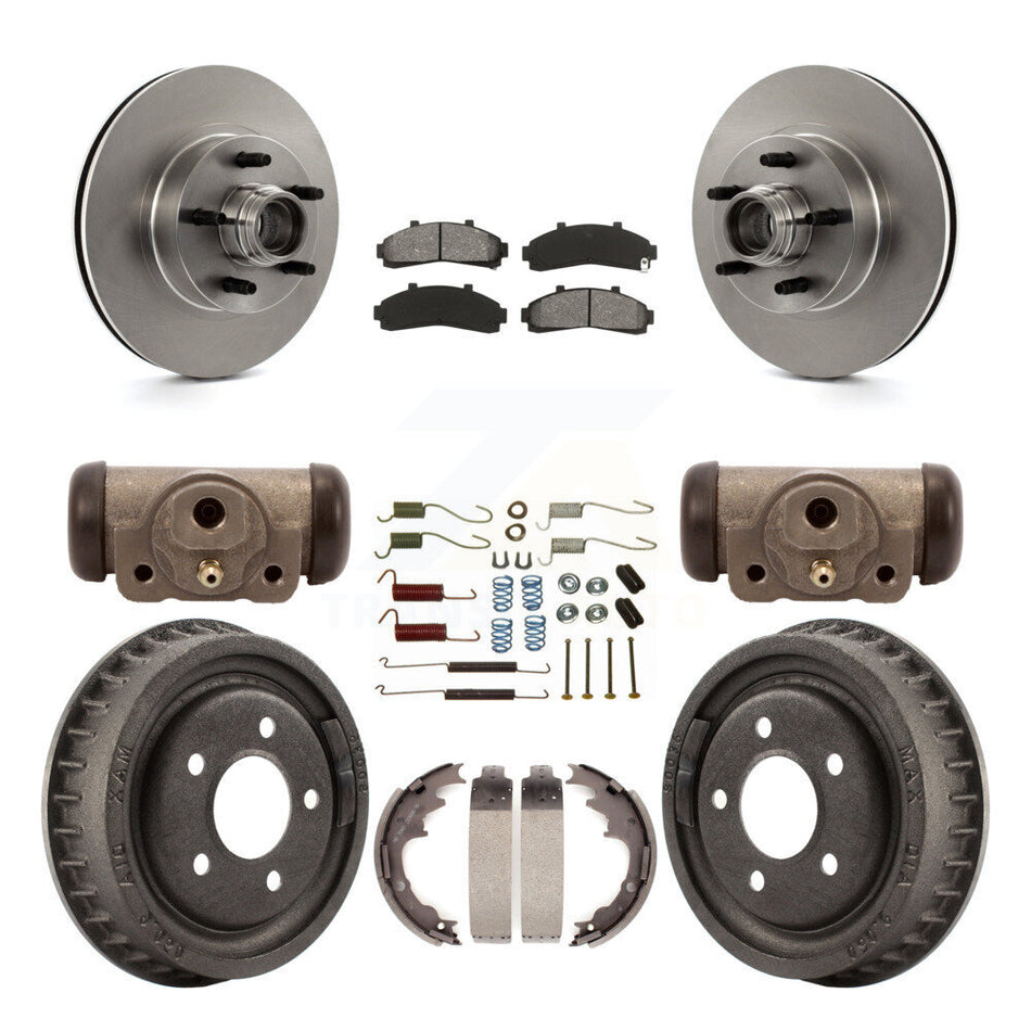 Front Rear Disc Brake Rotors Semi-Metallic Pads And Drum Kit (9Pc) For Ford Ranger With 9" Diameter K8S-103177