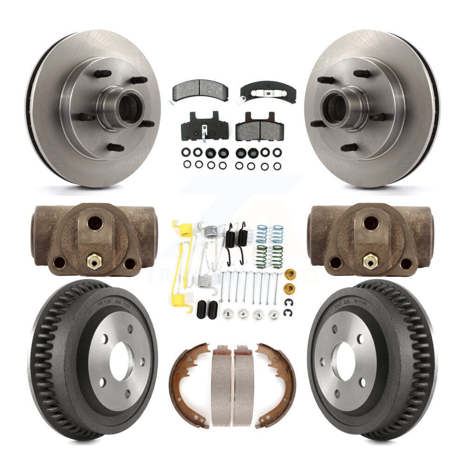 Front Rear Disc Brake Rotors Semi-Metallic Pads And Drum Kit (9Pc) For 1994-1999 Dodge Ram 1500 RWD K8S-103186