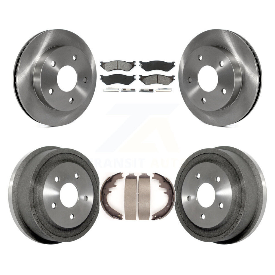 Front Rear Disc Brake Rotors Semi-Metallic Pads And Drum Kit For 2000-2001 Dodge Ram 1500 RWD K8S-103224