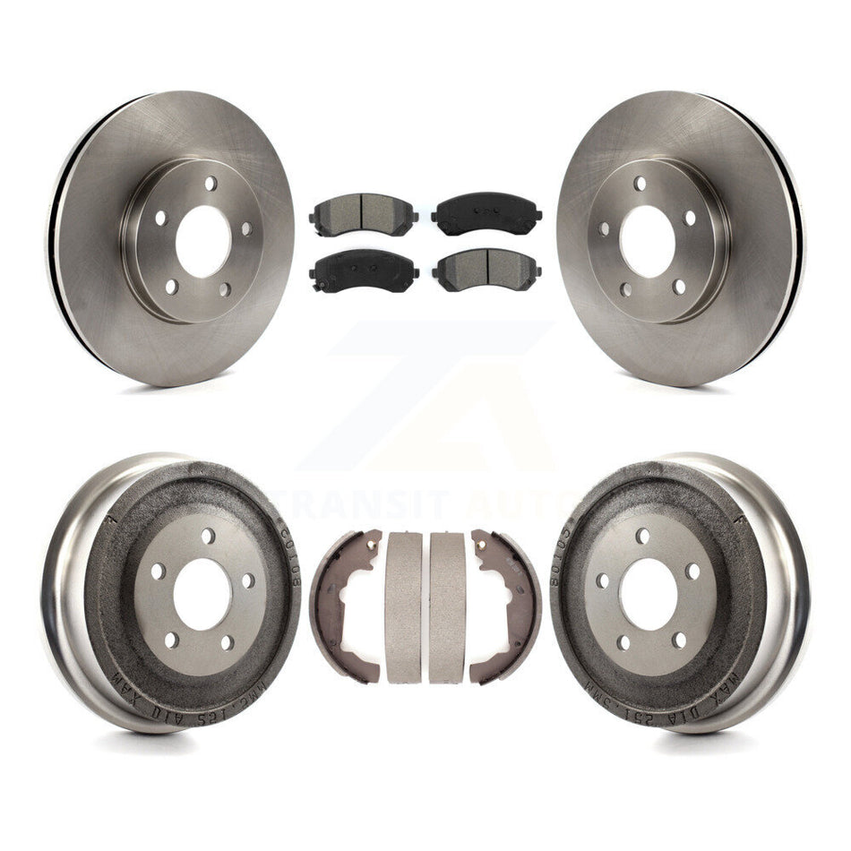 Front Rear Disc Brake Rotors Semi-Metallic Pads And Drum Kit For 2001-2005 Pontiac Aztek AWD with rear brakes K8S-103227