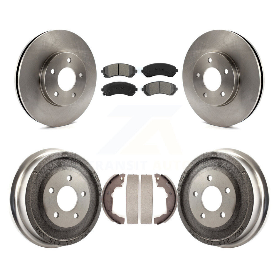 Front Rear Disc Brake Rotors Semi-Metallic Pads And Drum Kit For 2001-2005 Pontiac Aztek AWD with rear brakes K8S-103227