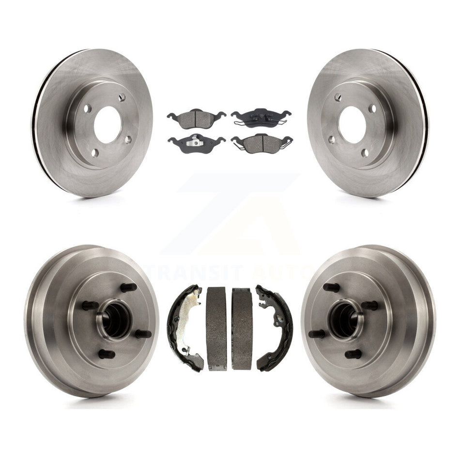 Front Rear Disc Brake Rotors Semi-Metallic Pads And Drum Kit For Ford Focus Wheel Bearing Includes K8S-103228