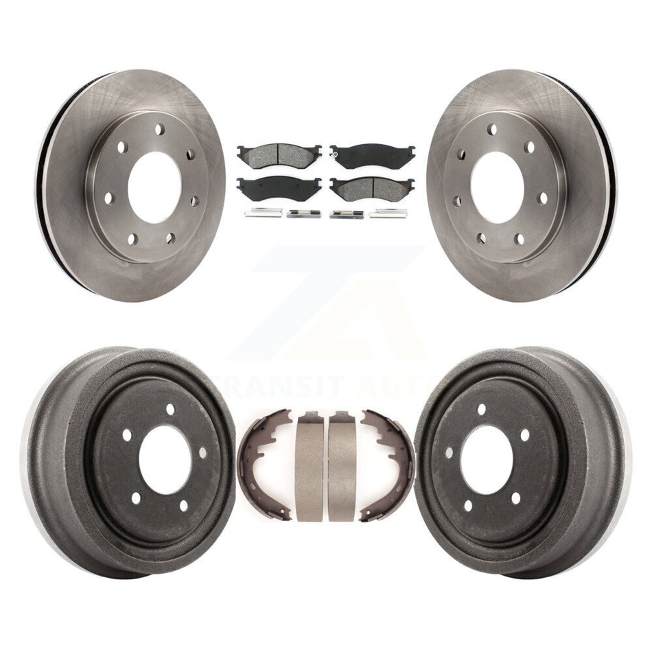 Front Rear Disc Brake Rotors Semi-Metallic Pads And Drum Kit For 1999 Ford F-150 4WD With 7 Lug Wheels K8S-103262