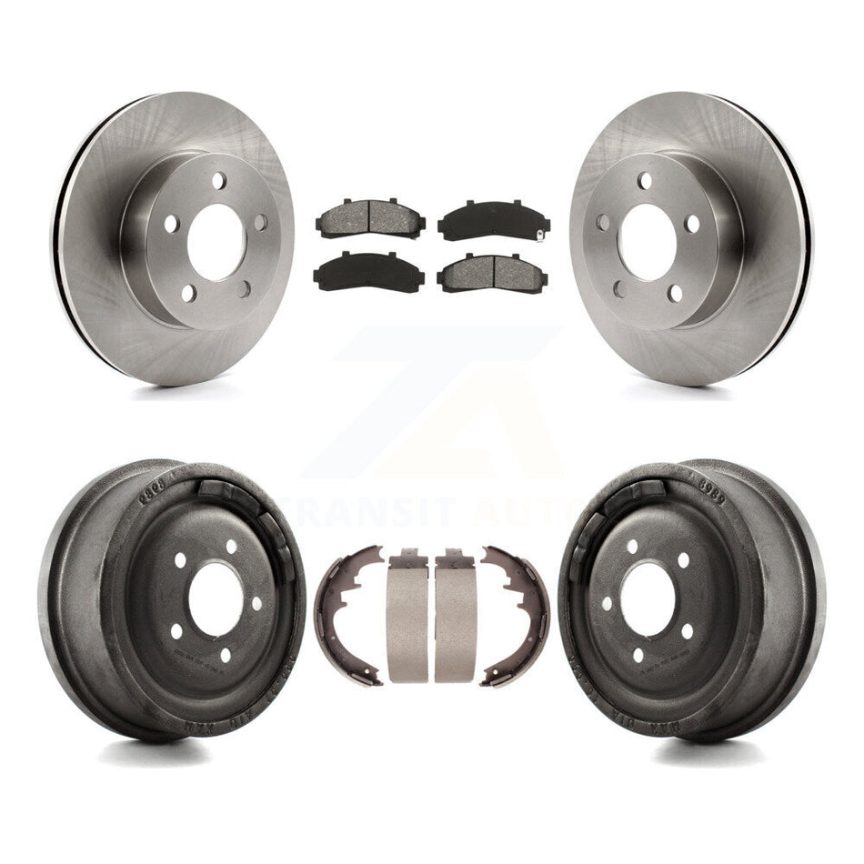 Front Rear Disc Brake Rotors Semi-Metallic Pads And Drum Kit For Ford Ranger Mazda B3000 B4000 With 10" Diameter 4WD K8S-103264