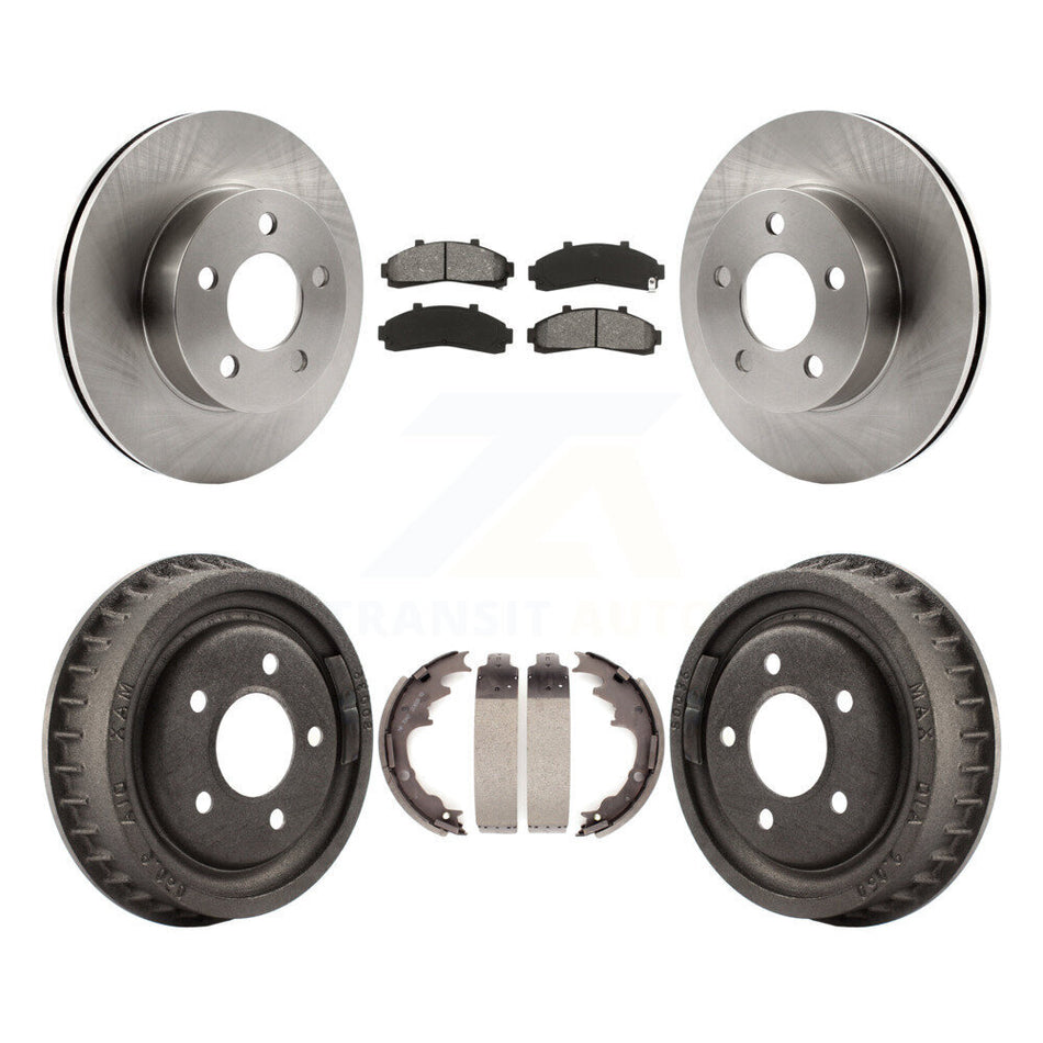 Front Rear Disc Brake Rotors Semi-Metallic Pads And Drum Kit For Ford Ranger Mazda B3000 B4000 With 9" Diameter 4WD K8S-103265