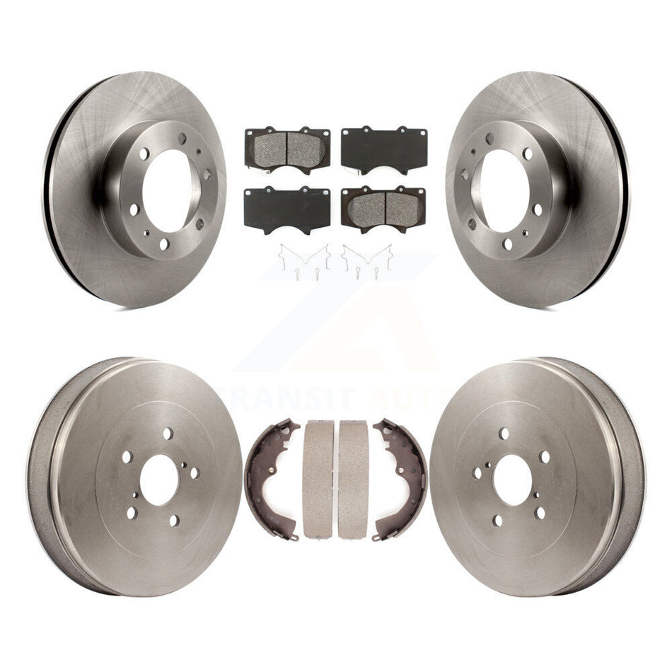 Front Rear Disc Brake Rotors Semi-Metallic Pads And Drum Kit For 2015 Toyota Tacoma RWD With 6 Lug Wheels K8S-103351
