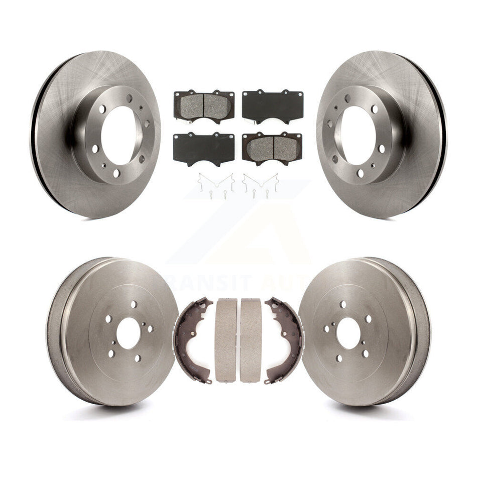 Front Rear Disc Brake Rotors Semi-Metallic Pads And Drum Kit For 2015 Toyota Tacoma RWD With 6 Lug Wheels K8S-103351