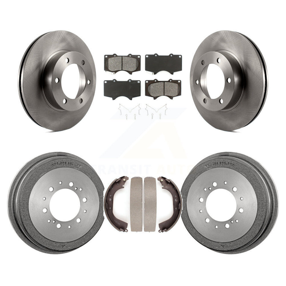 Front Rear Disc Brake Rotors Semi-Metallic Pads And Drum Kit For 2000-2002 Toyota Tundra 5.3" Plate Length K8S-103399