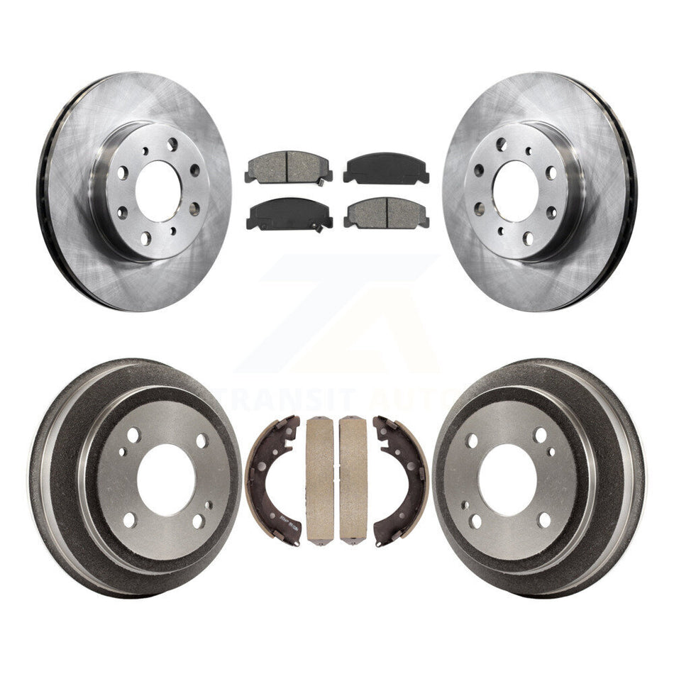 Front Rear Disc Brake Rotors Semi-Metallic Pads And Drum Kit For 1993-1995 Honda Civic DX with Coupe Manual transmission K8S-103403