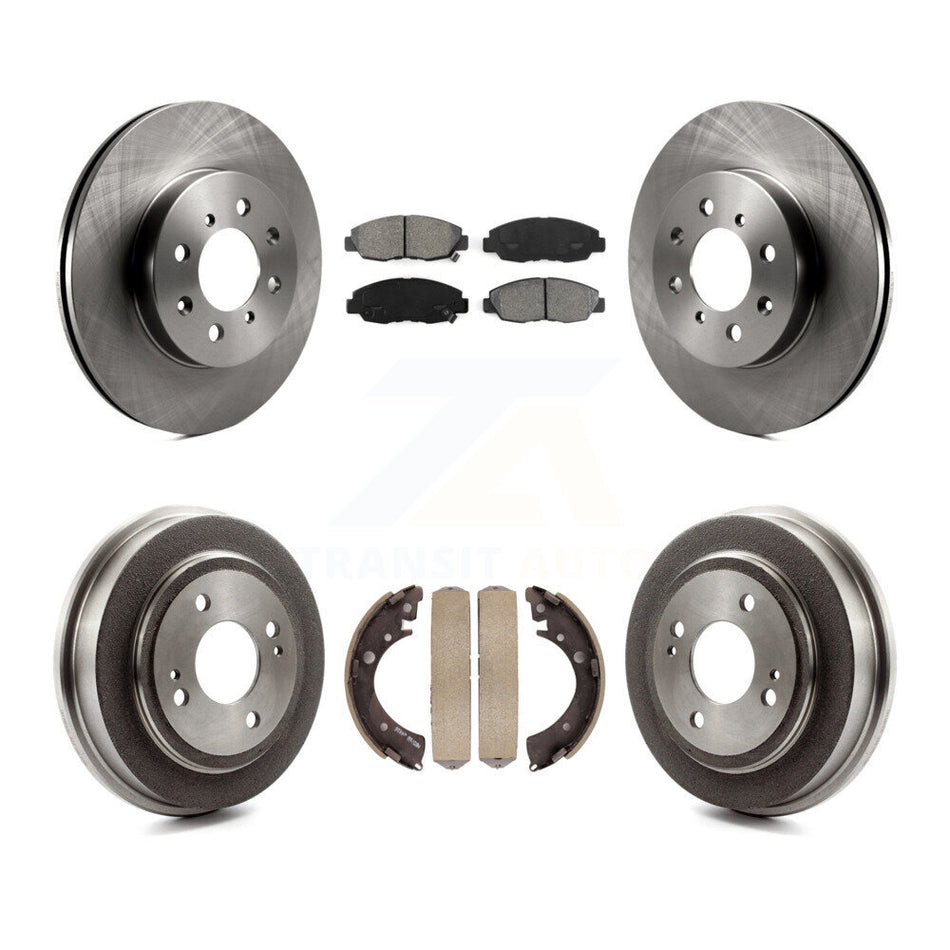 Front Rear Disc Brake Rotors Semi-Metallic Pads And Drum Kit For Honda Civic Acura EL K8S-103404