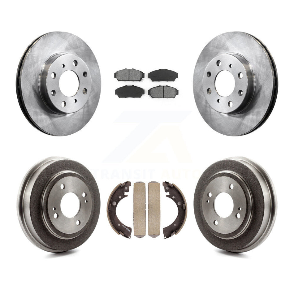Front Rear Disc Brake Rotors Semi-Metallic Pads And Drum Kit For 1994-1995 Honda Civic EX with Sedan Automatic transmission Non-ABS K8S-103405