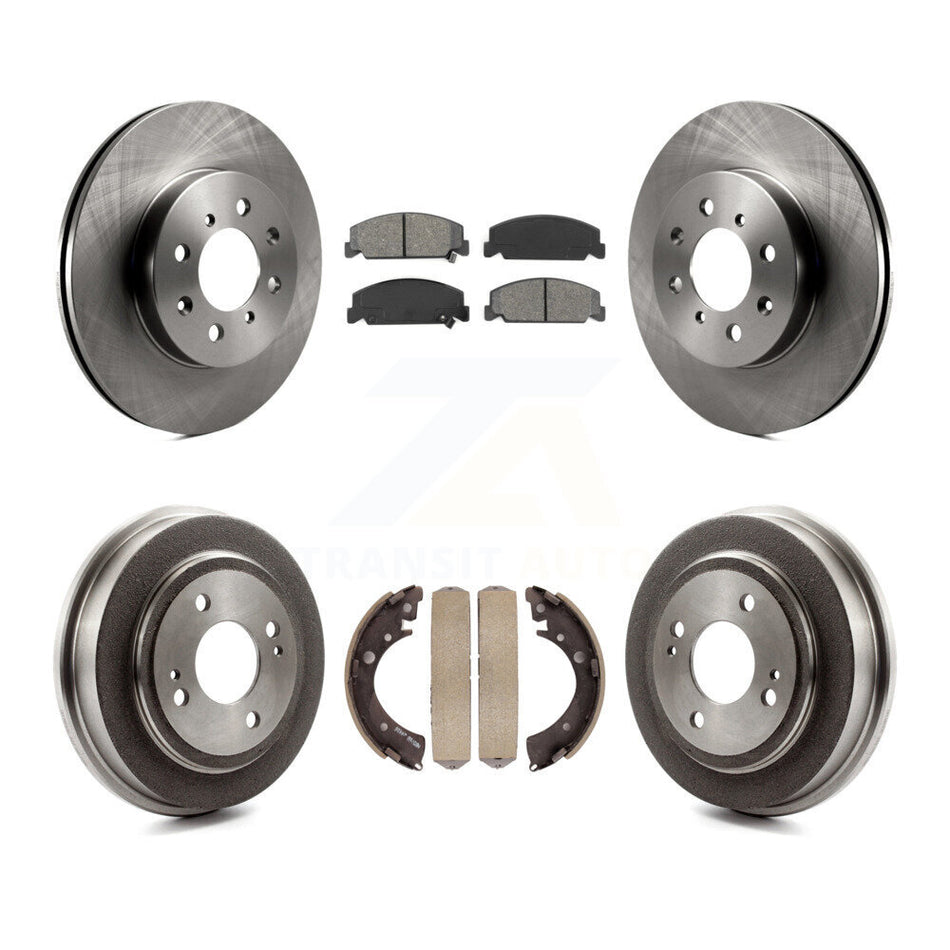 Front Rear Disc Brake Rotors Semi-Metallic Pads And Drum Kit For 1997 Honda Civic LX with 4-Wheel ABS K8S-103408