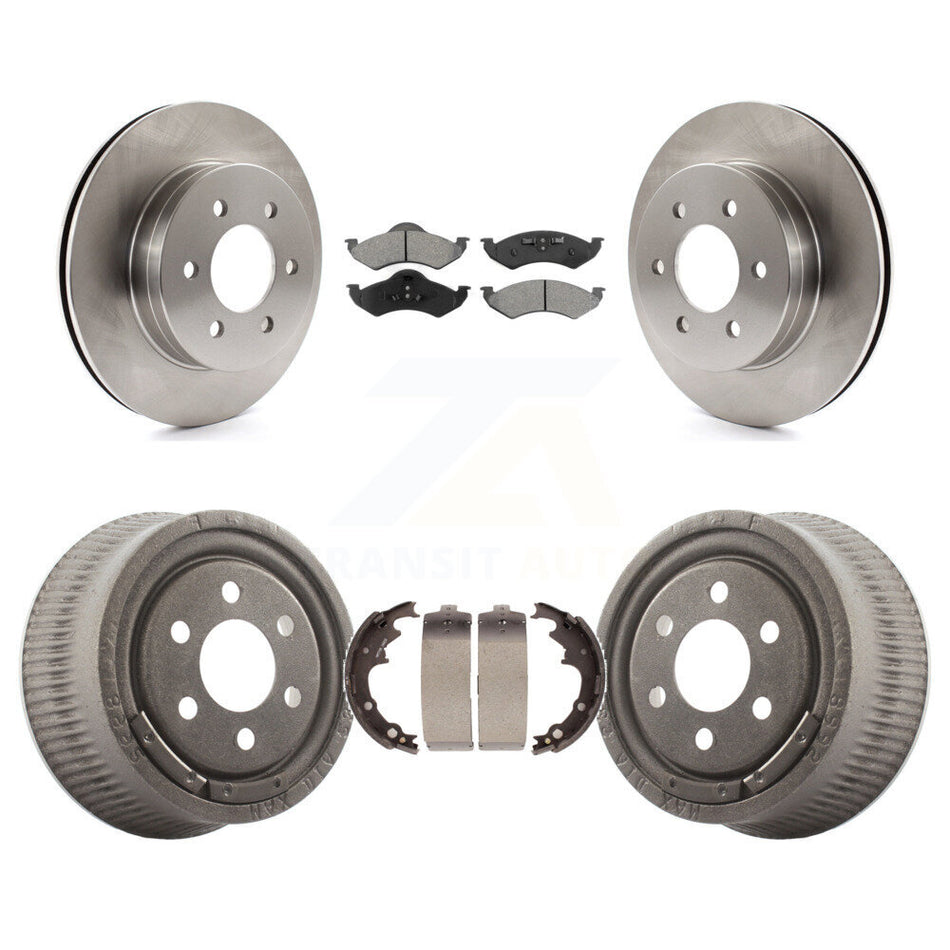 Front Rear Disc Brake Rotors Semi-Metallic Pads And Drum Kit For 2000-2002 Dodge Dakota With 9" Diameter K8S-103411