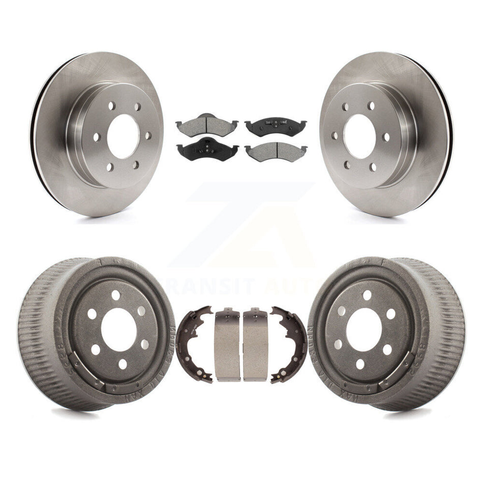 Front Rear Disc Brake Rotors Semi-Metallic Pads And Drum Kit For 2000-2002 Dodge Dakota With 9" Diameter K8S-103411