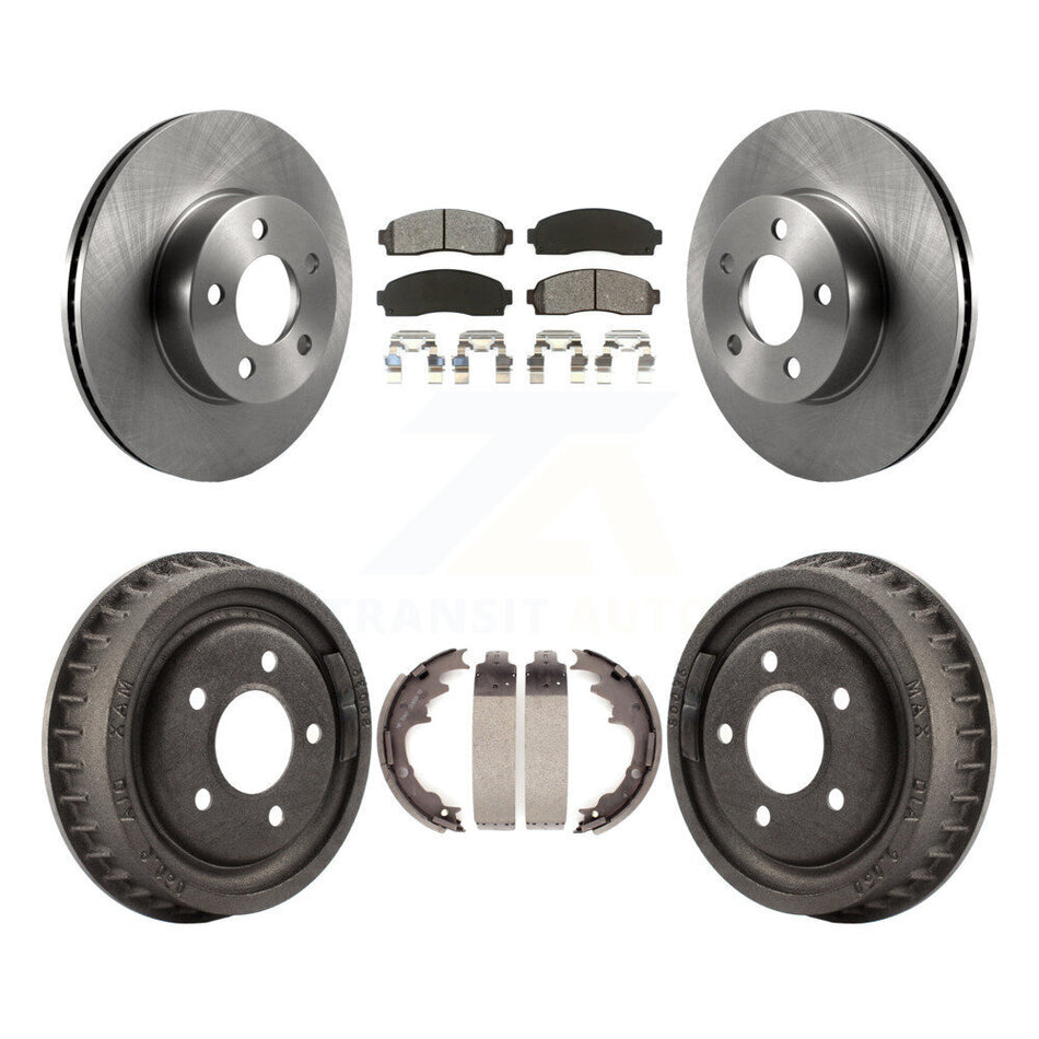 Front Rear Disc Brake Rotors Semi-Metallic Pads And Drum Kit For 2004-2009 Ford Ranger 4WD With 9" Diameter K8S-103418