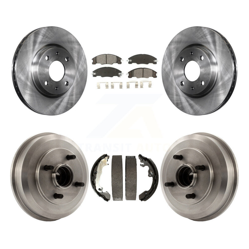 Front Rear Disc Brake Rotors Semi-Metallic Pads And Drum Kit For 2008 Ford Focus Wheel Bearing Includes K8S-103441