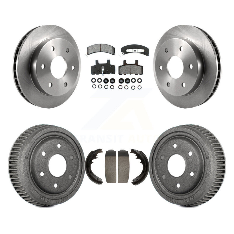 Front Rear Disc Brake Rotors Semi-Metallic Pads And Drum Kit For 1995-1997 GMC Yukon 2 doors with 4WD GAS engine With 11" Diameter K8S-103451