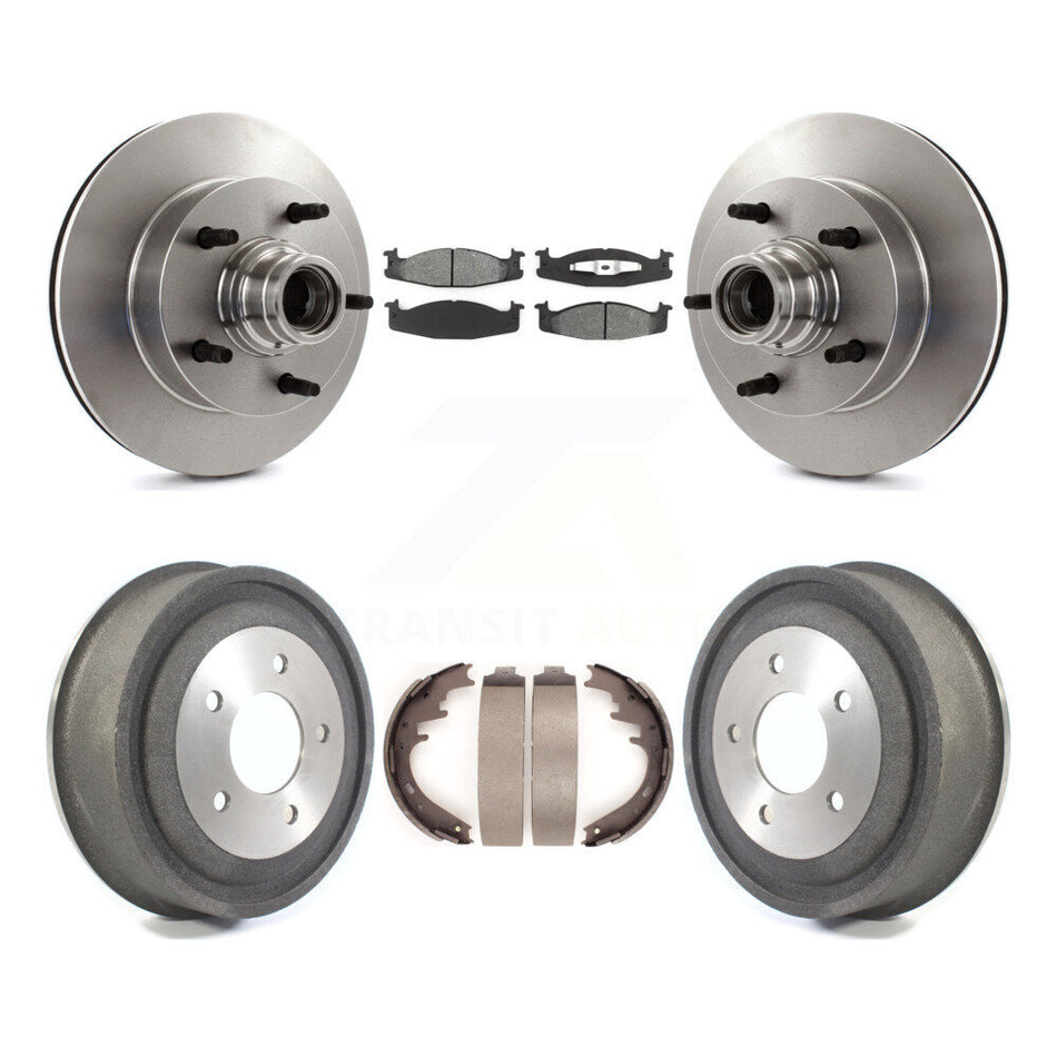 Front Rear Disc Brake Rotors Hub Assembly Semi-Metallic Pads And Drum Kit For 2000-2001 Ford E-150 Econoline 2-Wheel ABS K8S-103468