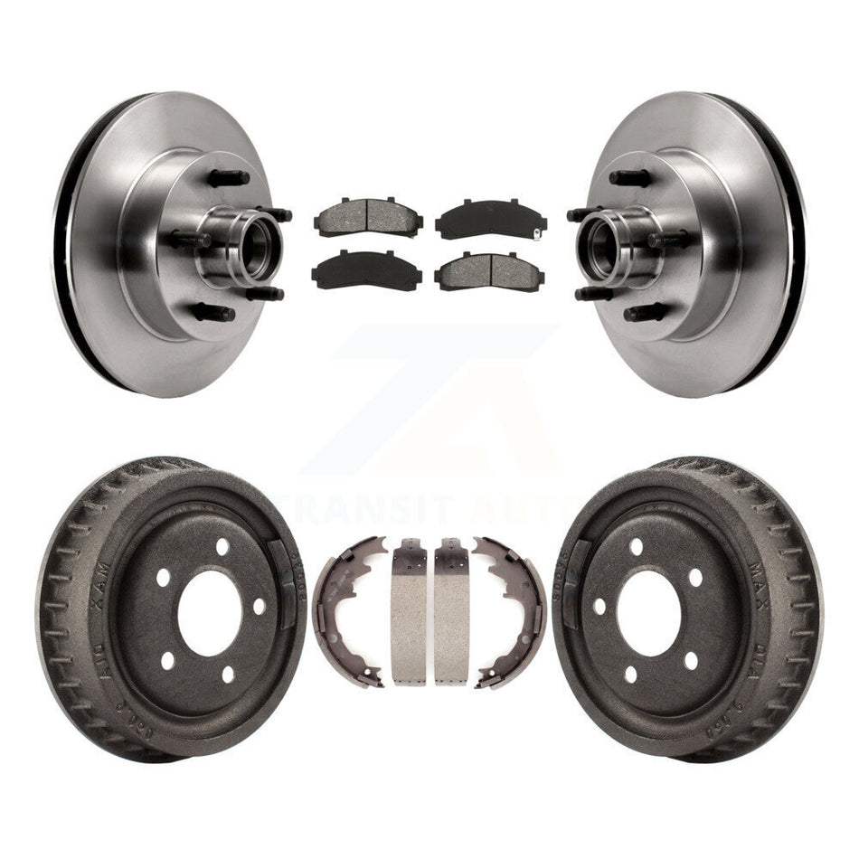 Front Rear Disc Brake Rotors Hub Assembly Semi-Metallic Pads And Drum Kit For Ford Ranger Mazda B2500 B3000 B4000 With 9" Diameter K8S-103469