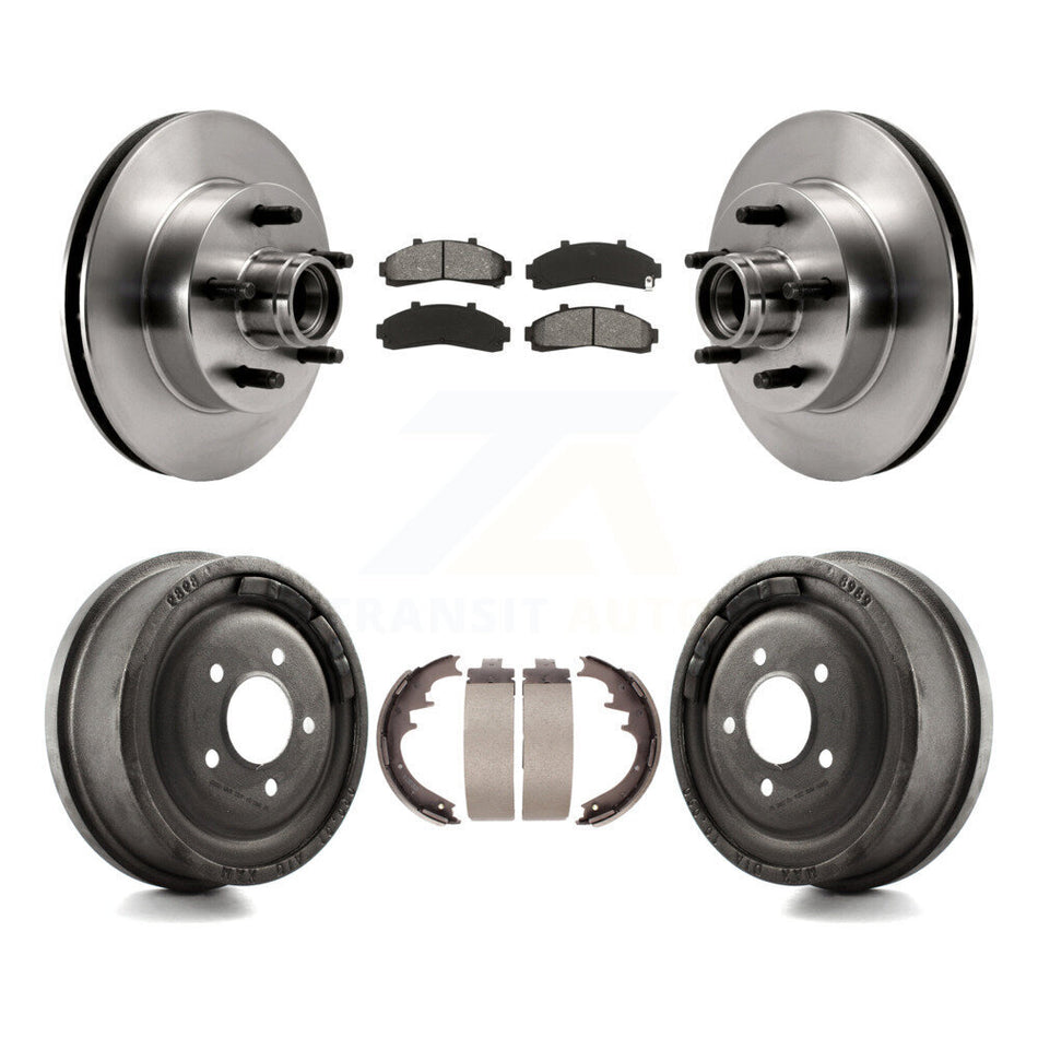 Front Rear Disc Brake Rotors Hub Assembly Semi-Metallic Pads And Drum Kit For Ford Ranger Mazda B2500 B3000 B4000 With 10" Diameter K8S-103470