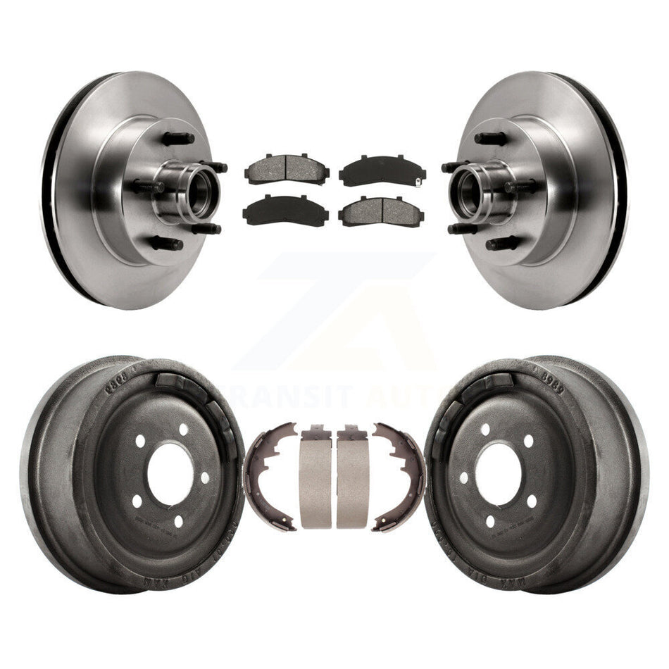 Front Rear Disc Brake Rotors Hub Assembly Semi-Metallic Pads And Drum Kit For Ford Ranger Mazda B2500 B3000 B4000 With 10" Diameter K8S-103470