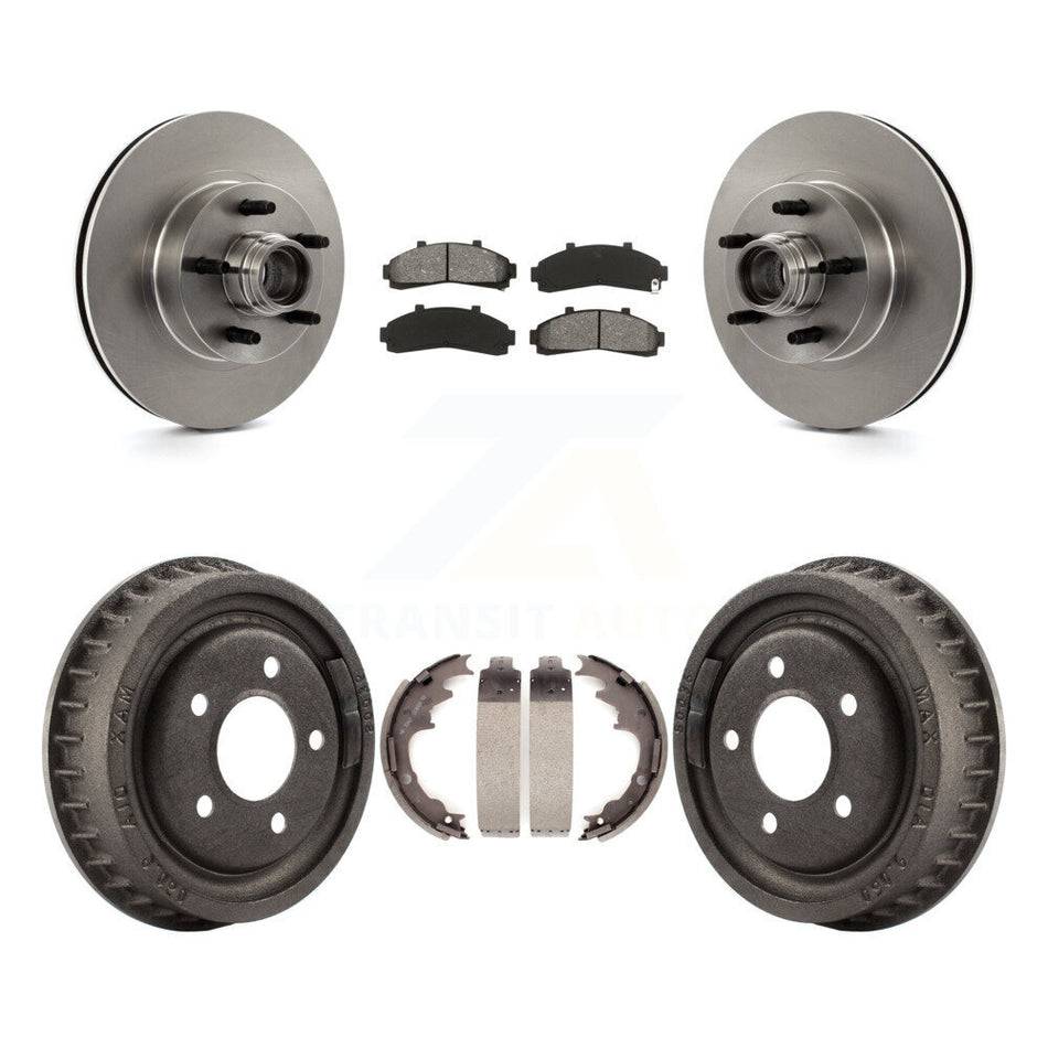 Front Rear Disc Brake Rotors Hub Assembly Semi-Metallic Pads And Drum Kit For Ford Ranger With 9" Diameter K8S-103471