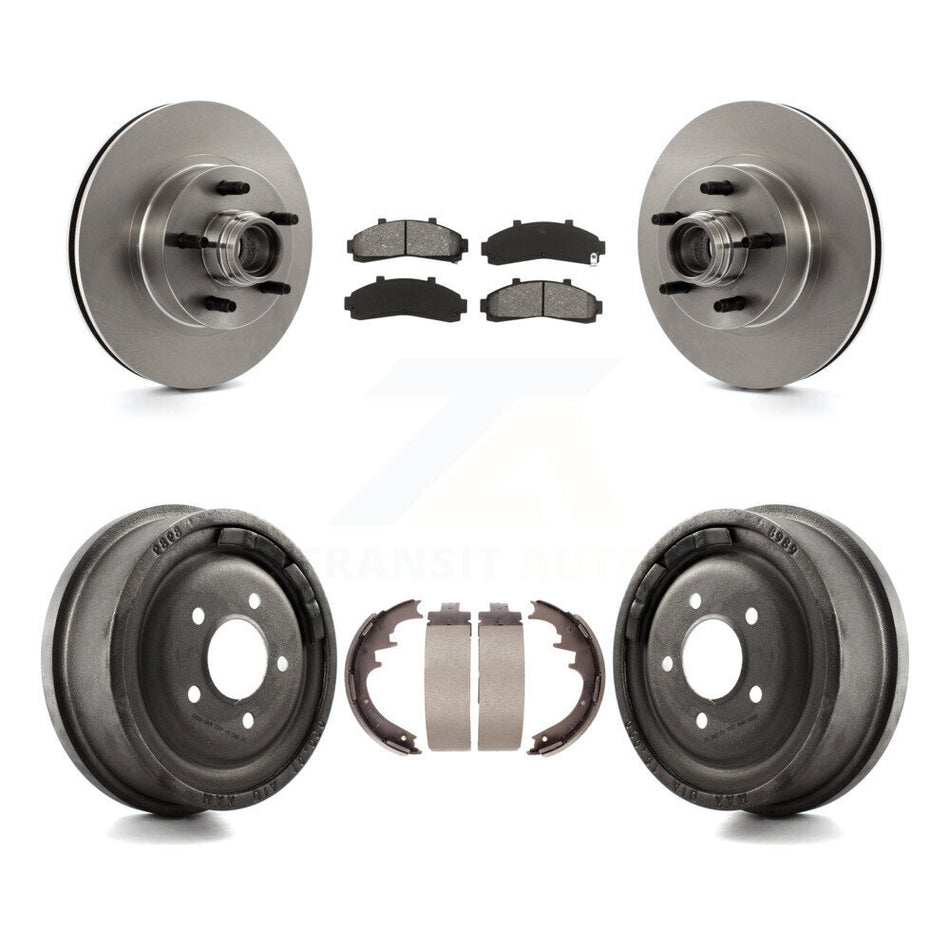 Front Rear Disc Brake Rotors Hub Assembly Semi-Metallic Pads And Drum Kit For Ford Ranger With 10" Diameter K8S-103472