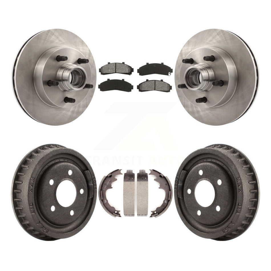 Front Rear Disc Brake Rotors Hub Assembly Semi-Metallic Pads And Drum Kit For 1998-1999 Mazda B4000 RWD with 4-Wheel ABS With 9" Diameter K8S-103473