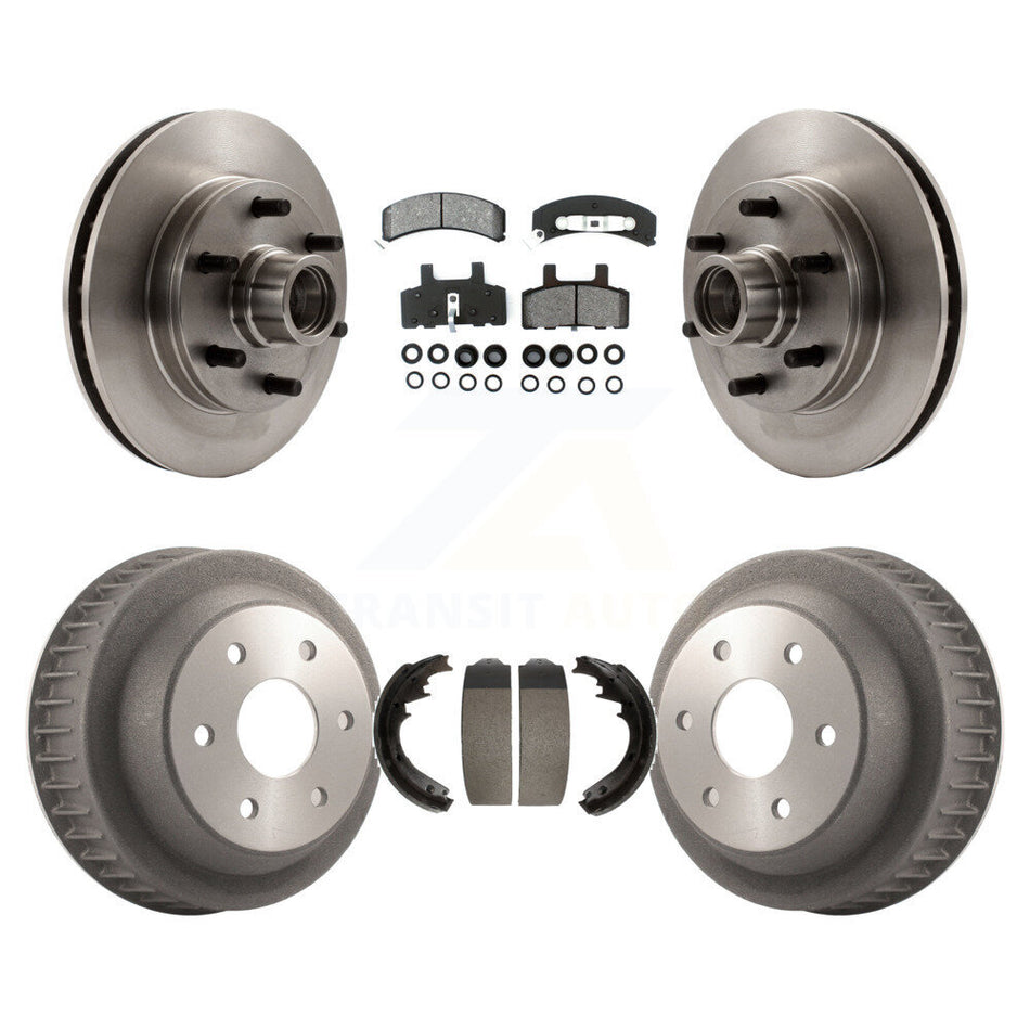 Front Rear Disc Brake Rotors Hub Assembly Semi-Metallic Pads And Drum Kit For C2500 Chevrolet GMC With 7200 Lb GVW 11-5/32" Diameter K8S-103478