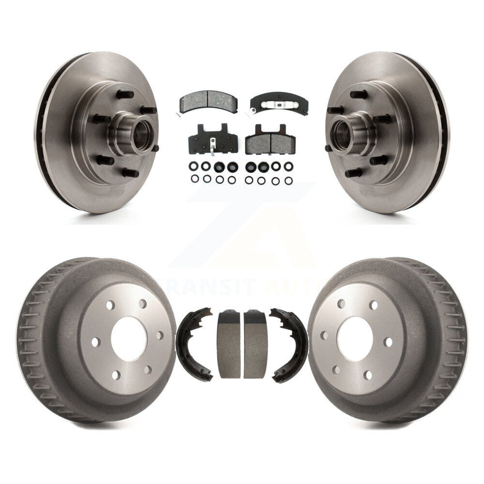 Front Rear Disc Brake Rotors Hub Assembly Semi-Metallic Pads And Drum Kit For C2500 Chevrolet GMC With 7200 Lb GVW 11-5/32" Diameter K8S-103478